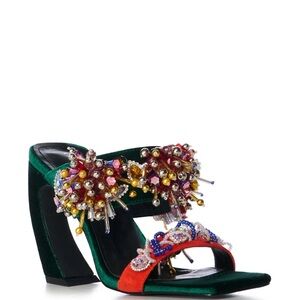 Azalea Wang Green Embellished Women's Heels